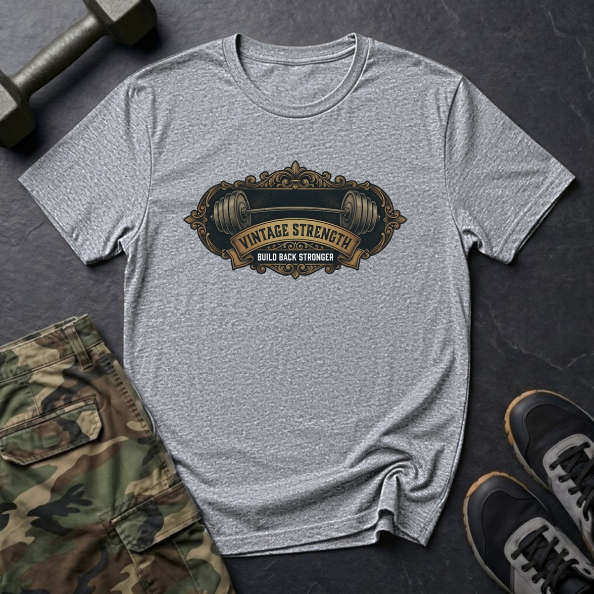 Build Back Stronger - Gym T-Shirt in Sport Grey