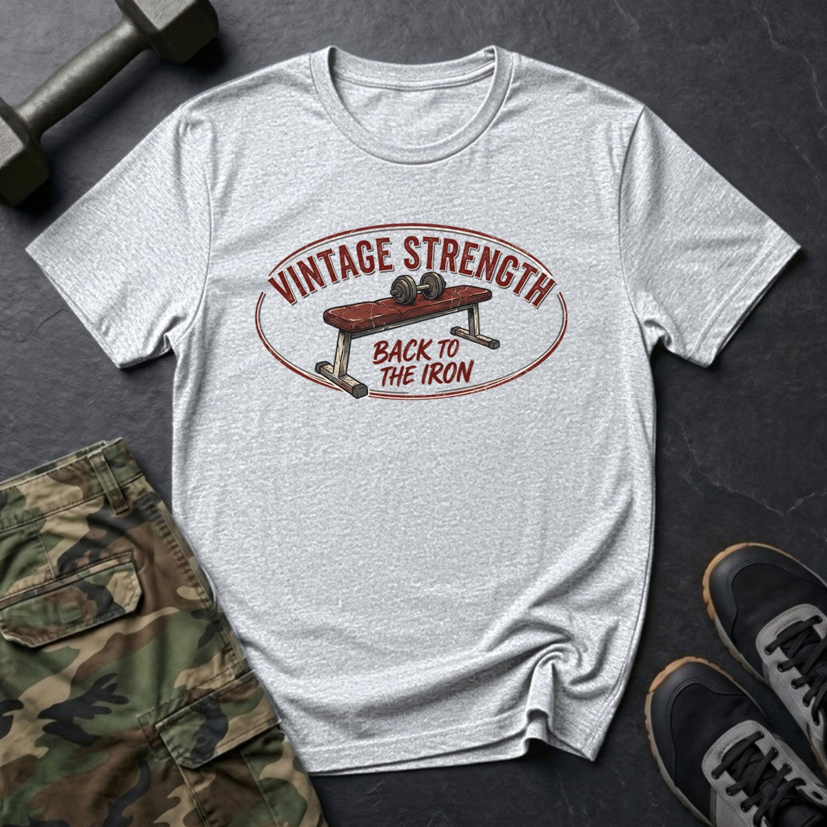 Back to the Iron - Bench T-Shirt in Ice Grey