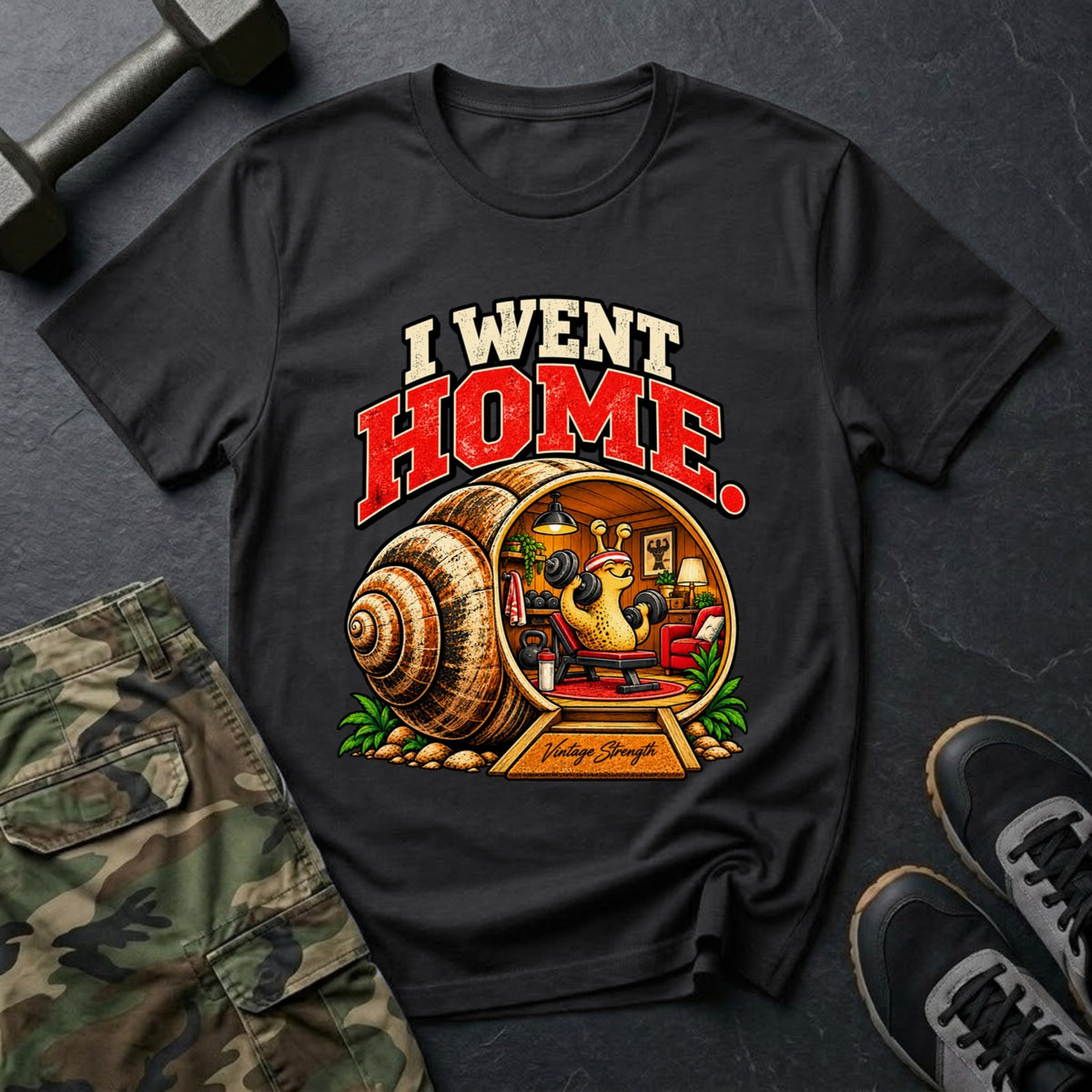 I Went Home - Snail Gym T-Shirt in Black