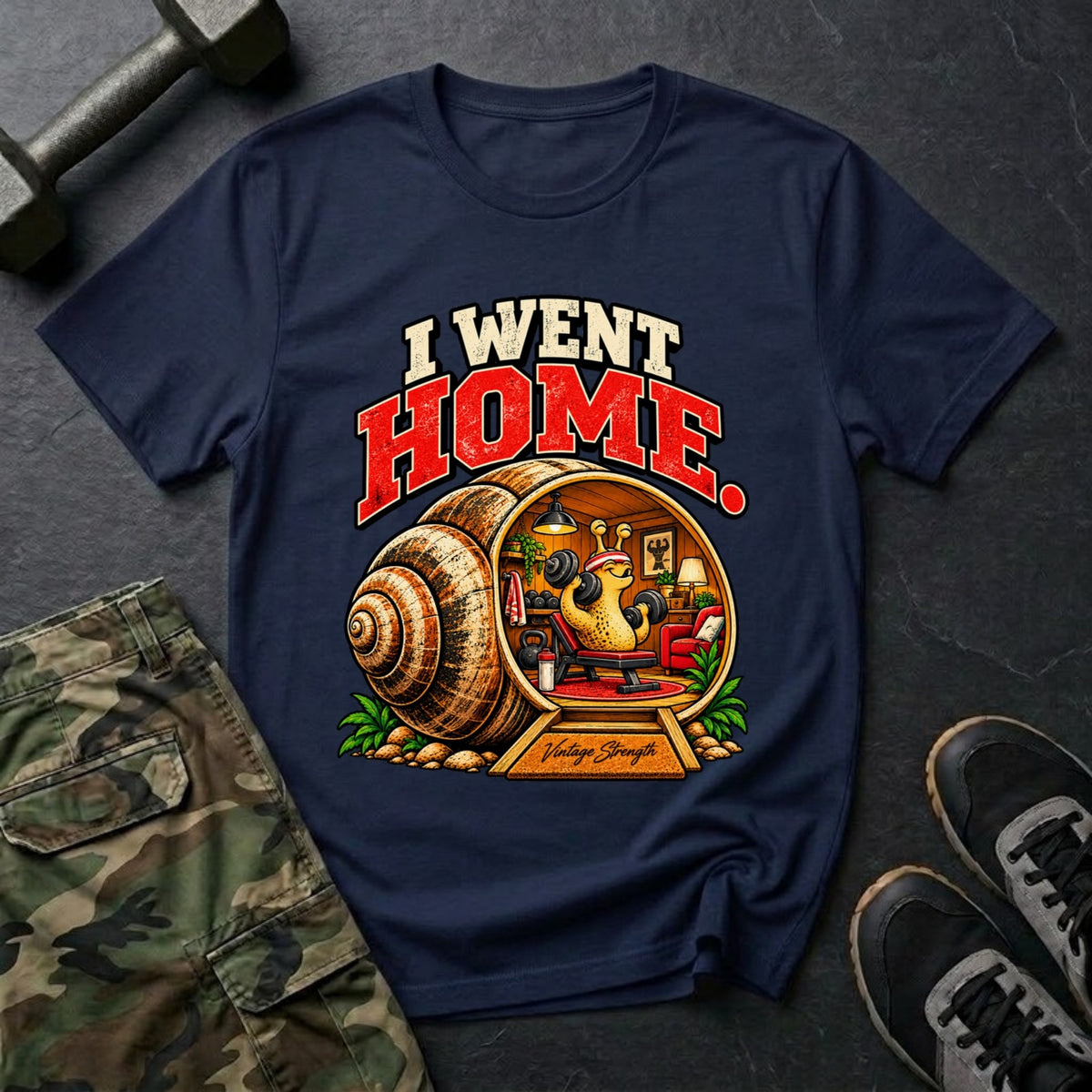 I Went Home - Snail Gym T-Shirt in Navy