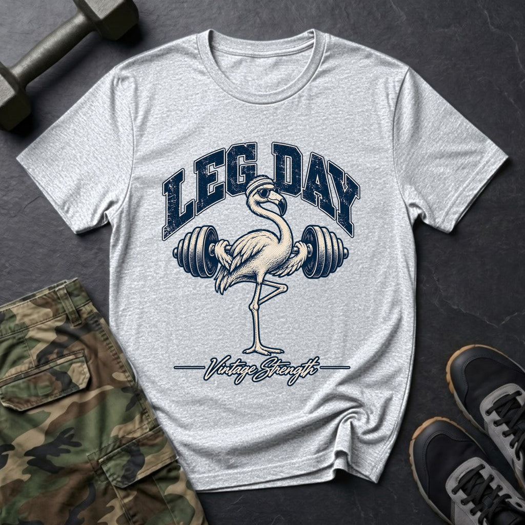 Leg Day Flamingo - Gym T-Shirt in Ice Grey