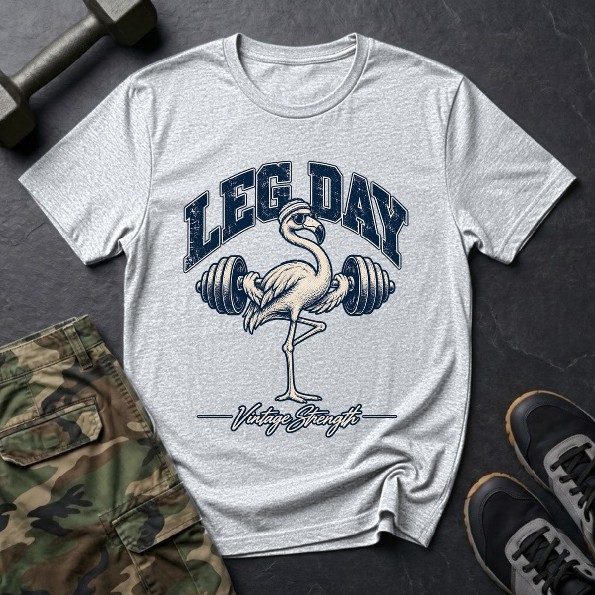 Leg Day Flamingo - Gym T-Shirt in Ice Grey