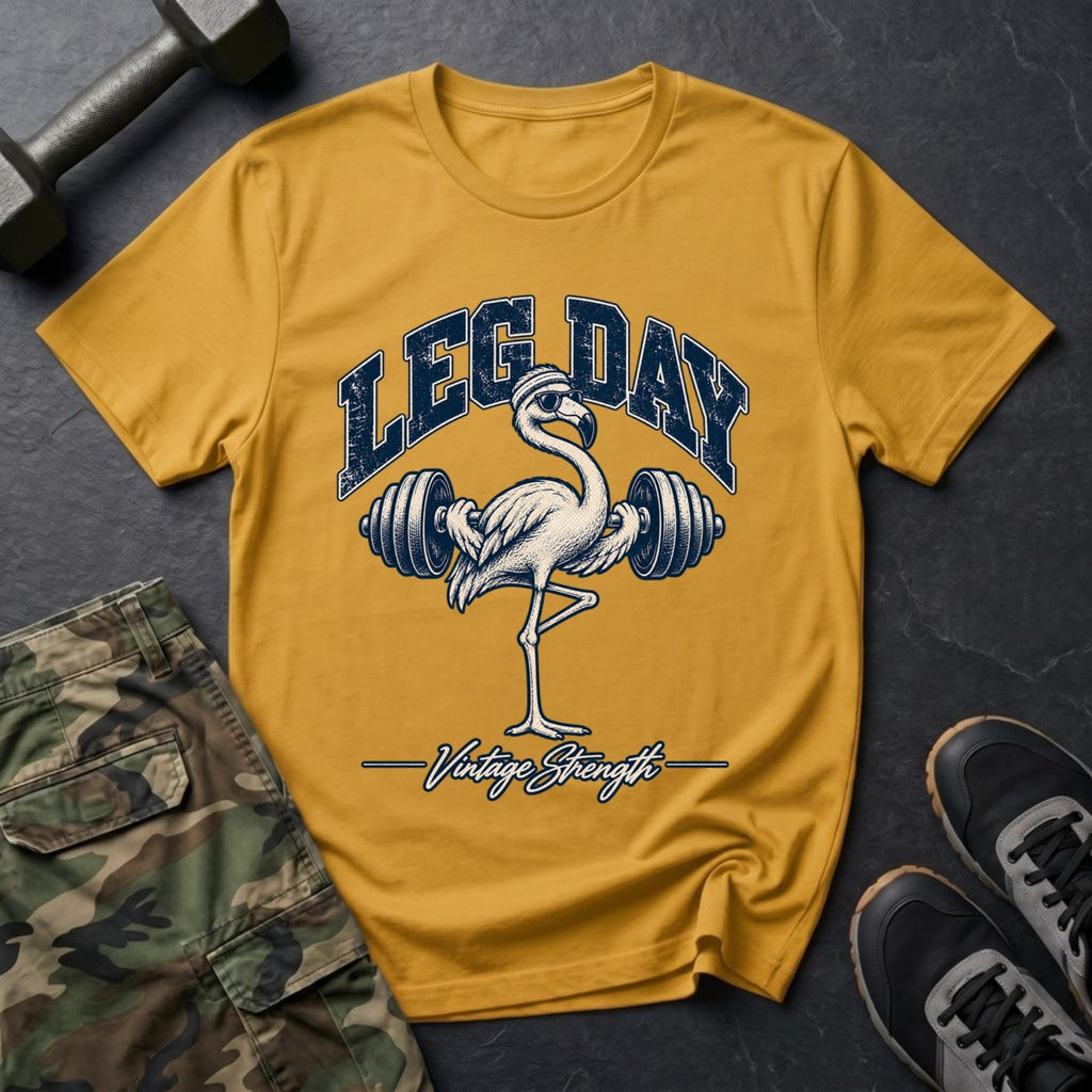 Leg Day Flamingo - Gym T-Shirt in Gold