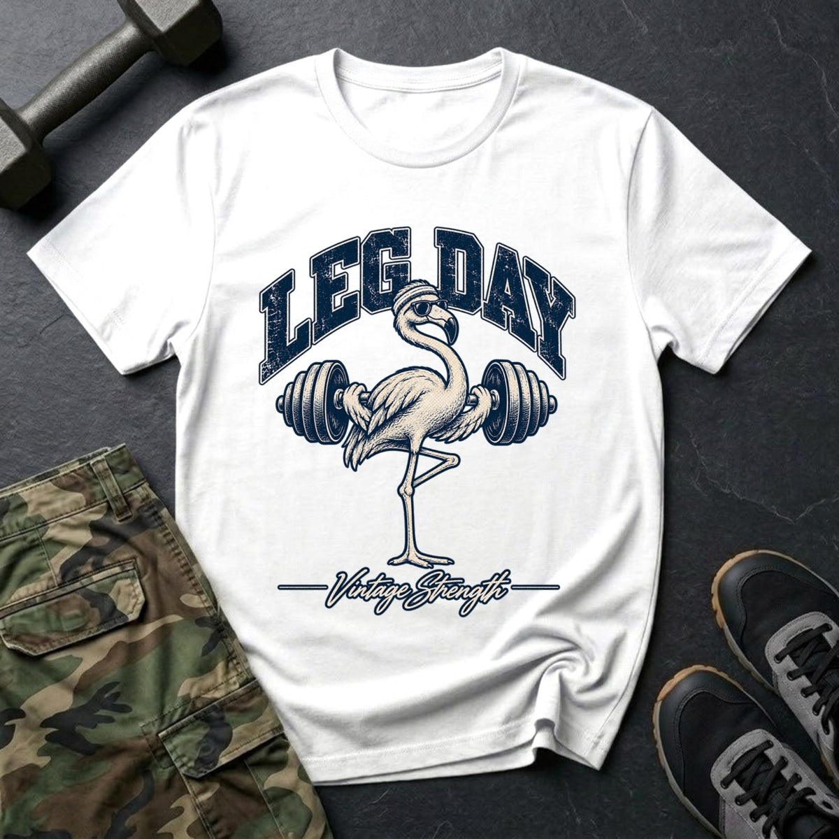 Leg Day Flamingo - Gym T-Shirt in White