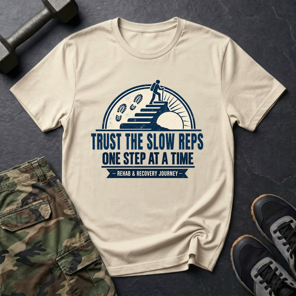 Trust the Slow Reps - Recovery Badge T-Shirt in Sand
