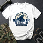 Trust the Slow Reps - Recovery Badge T-Shirt in White