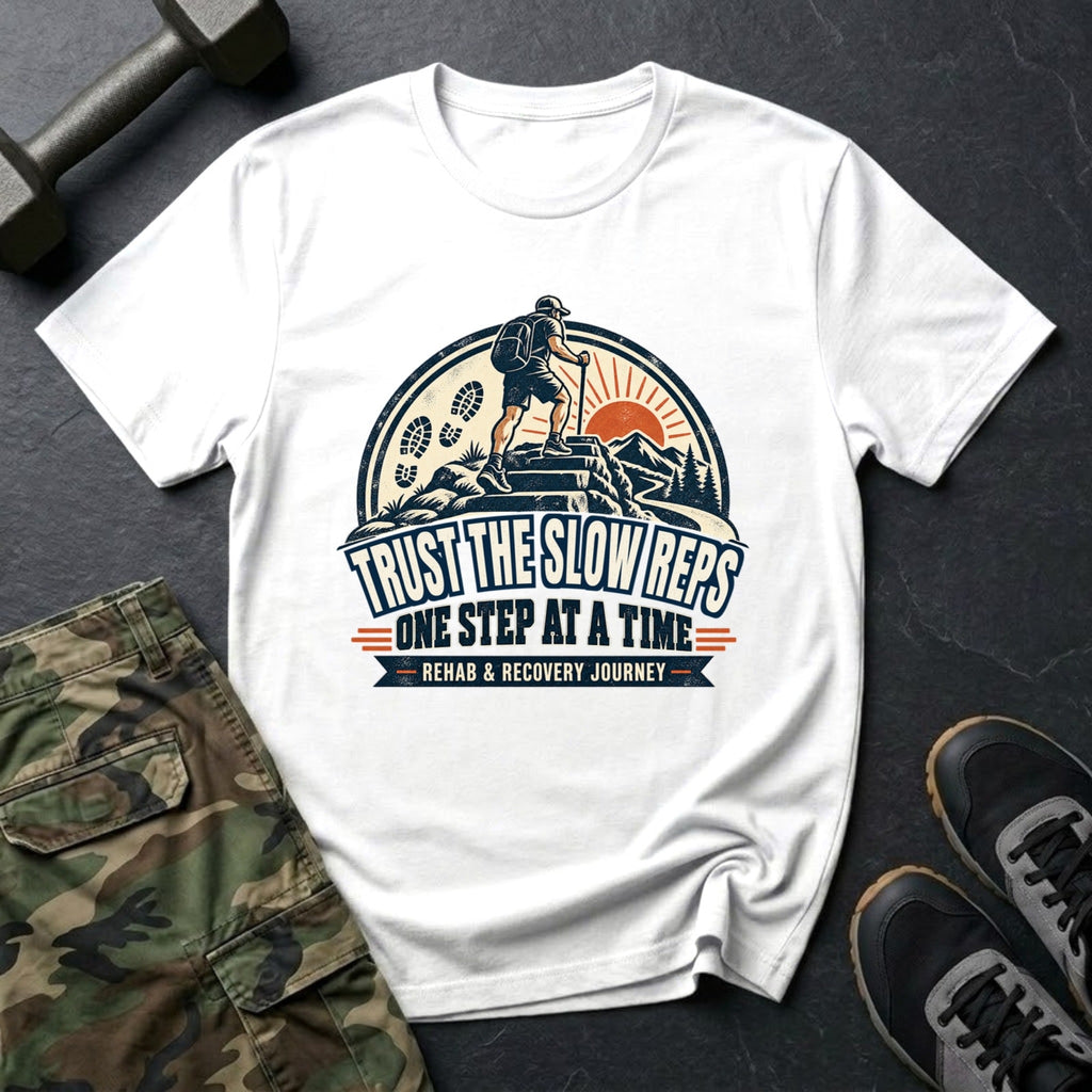 Trust the Slow Reps - Summit Hike T-Shirt in White