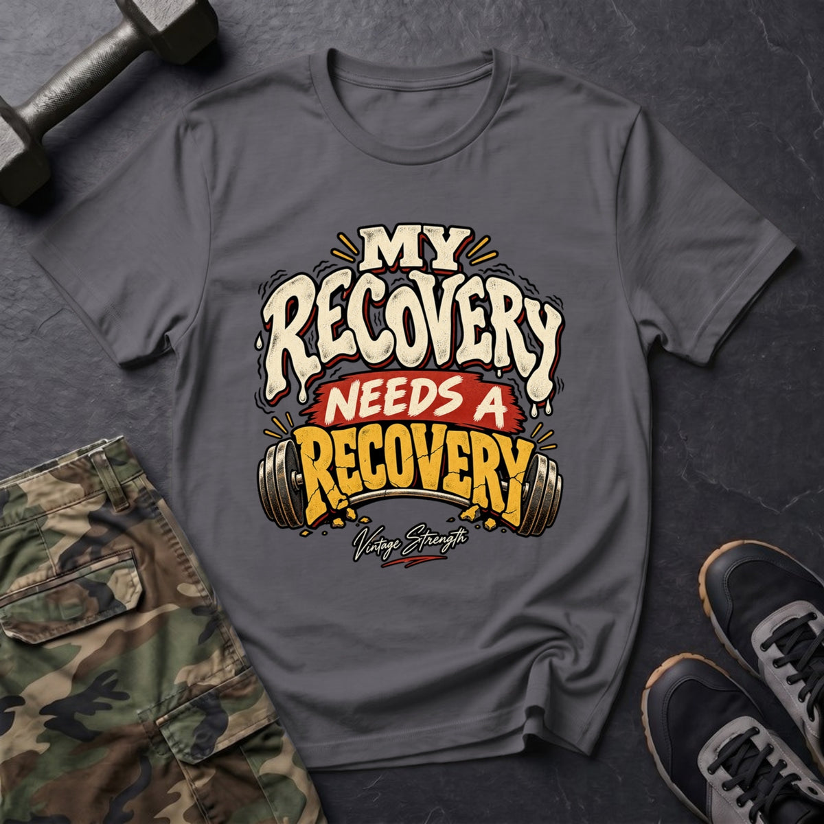 My Recovery Needs a Recovery - Gym T-Shirt in Charcoal
