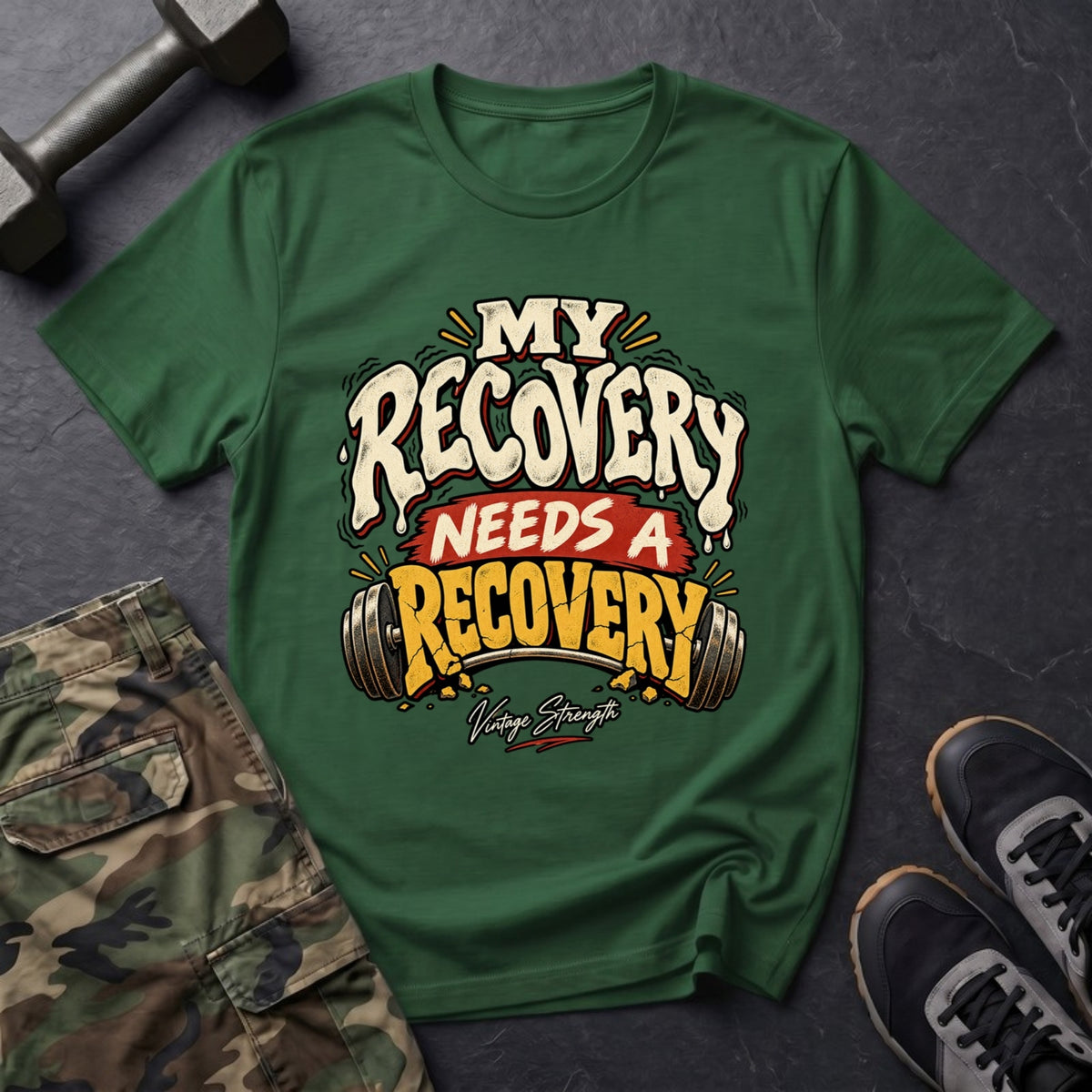 My Recovery Needs a Recovery - Gym T-Shirt in Forest Green