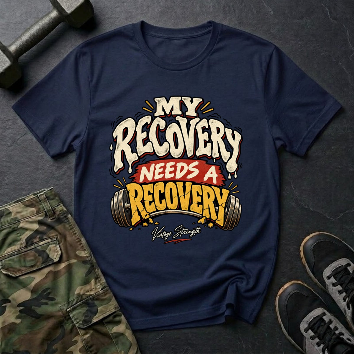 My Recovery Needs a Recovery - Gym T-Shirt in Navy