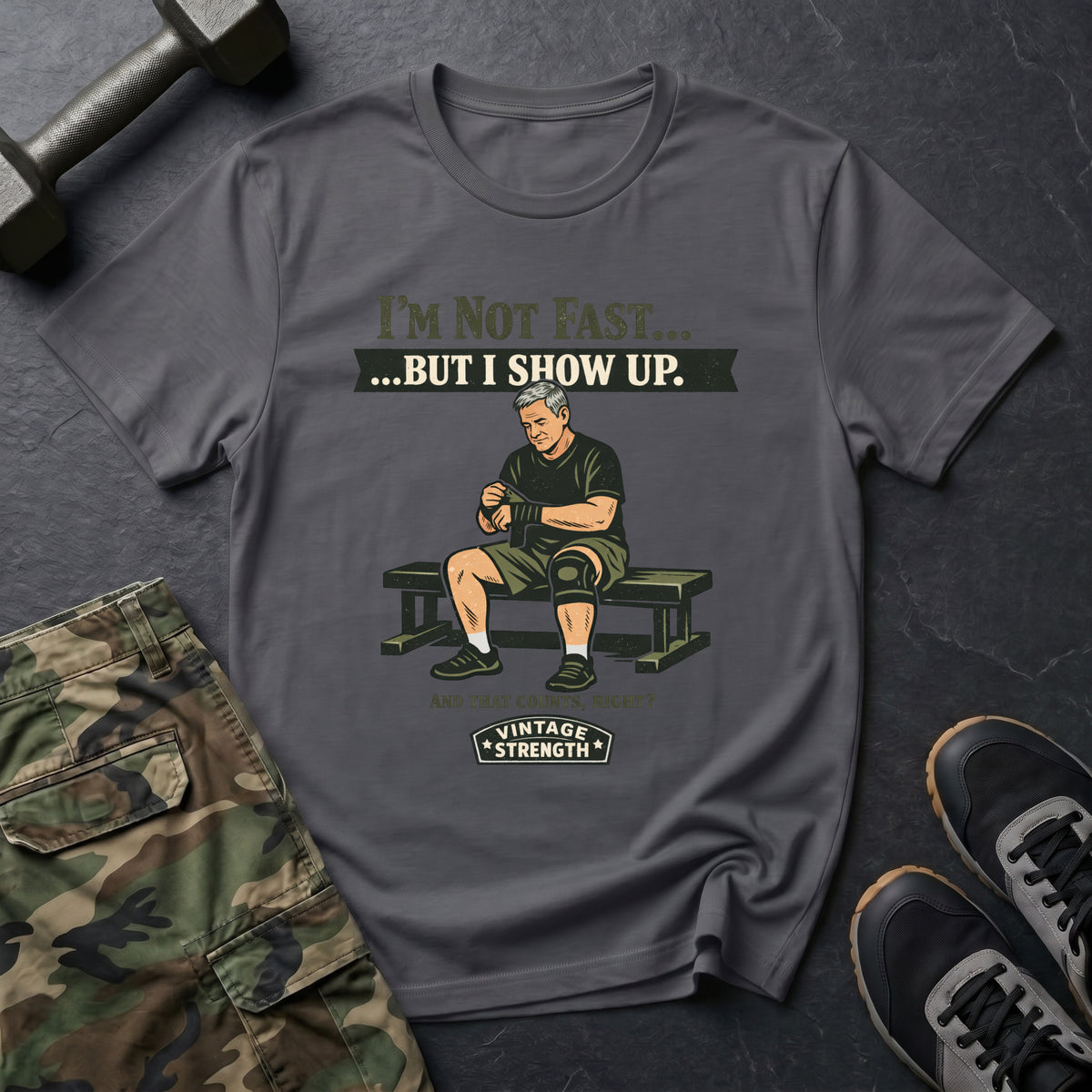Im not fast but i show up - T-Shirt