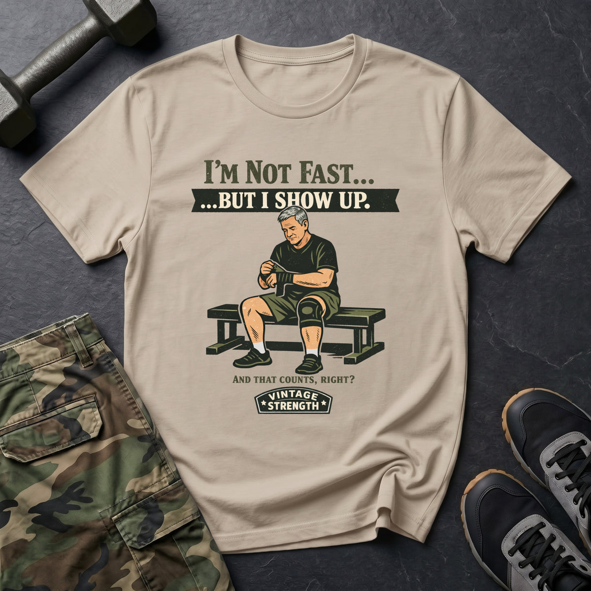 Im not fast but i show up - T-Shirt