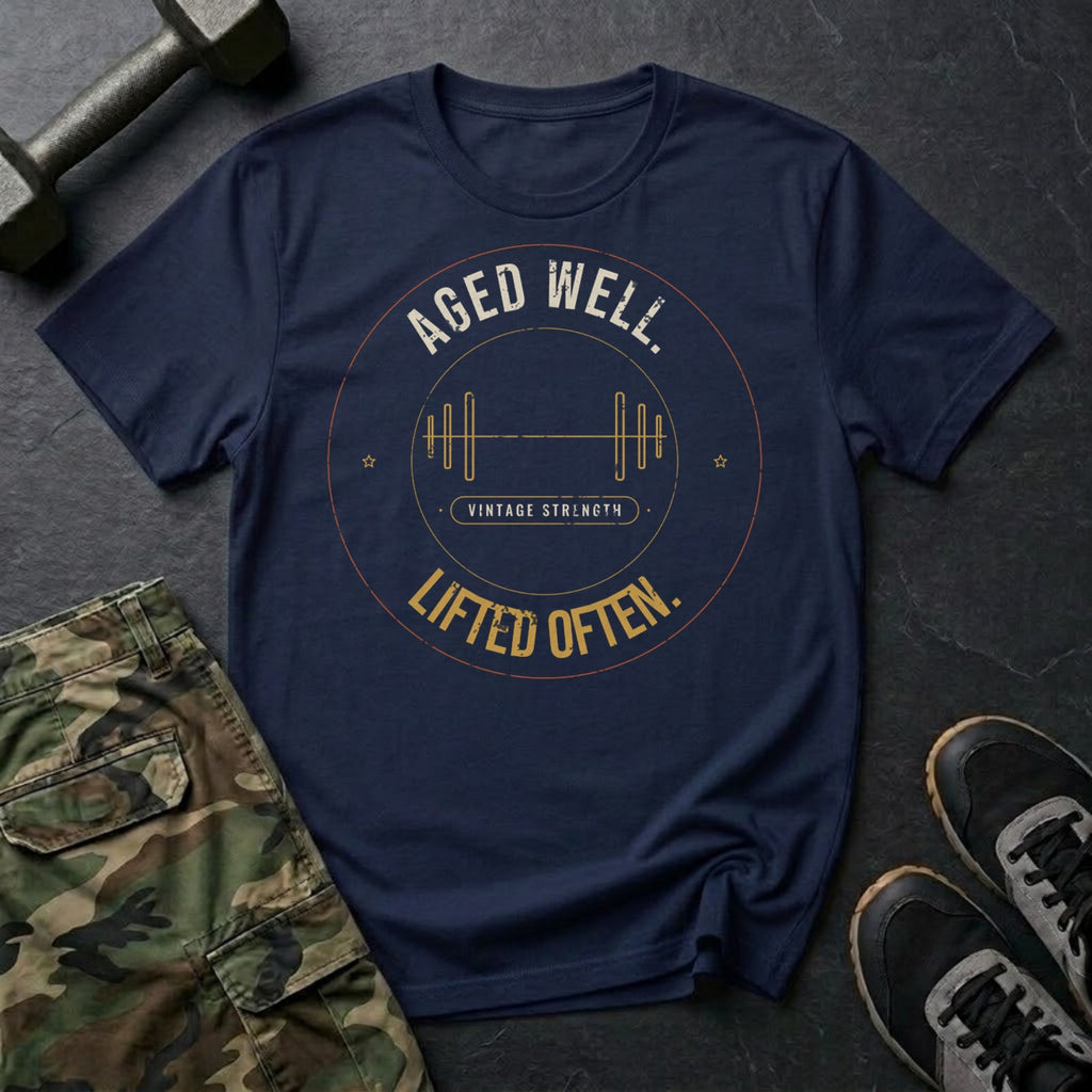 Aged Well. Lifted Often. T-Shirt in Navy