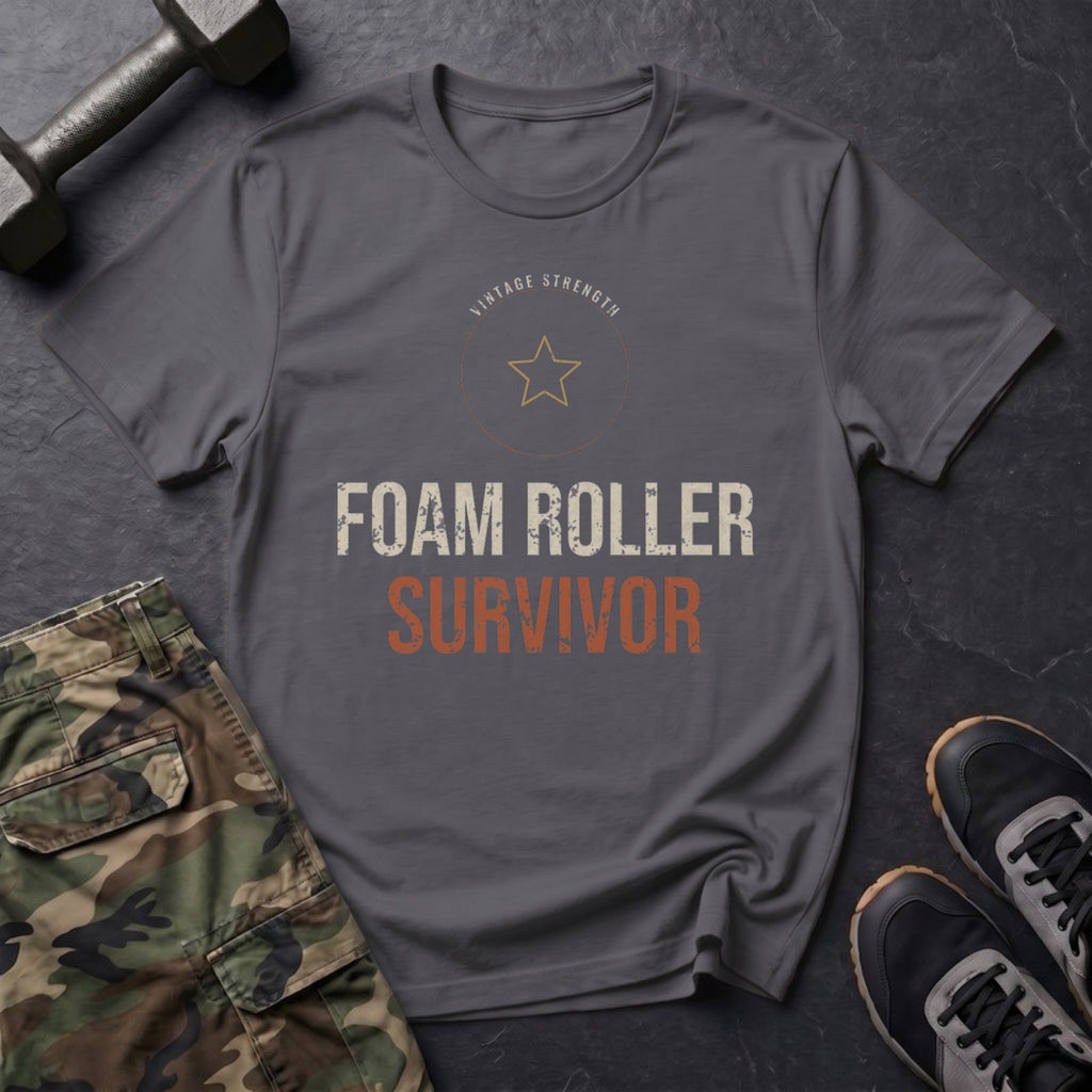 Foam Roller Survivor T-Shirt in Charcoal