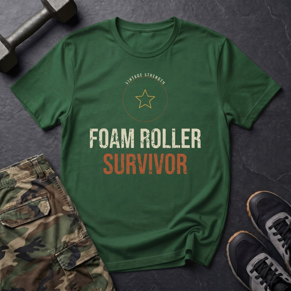 Foam Roller Survivor T-Shirt in Forest Green