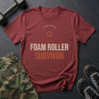 Foam Roller Survivor T-Shirt in Heather Cardinal