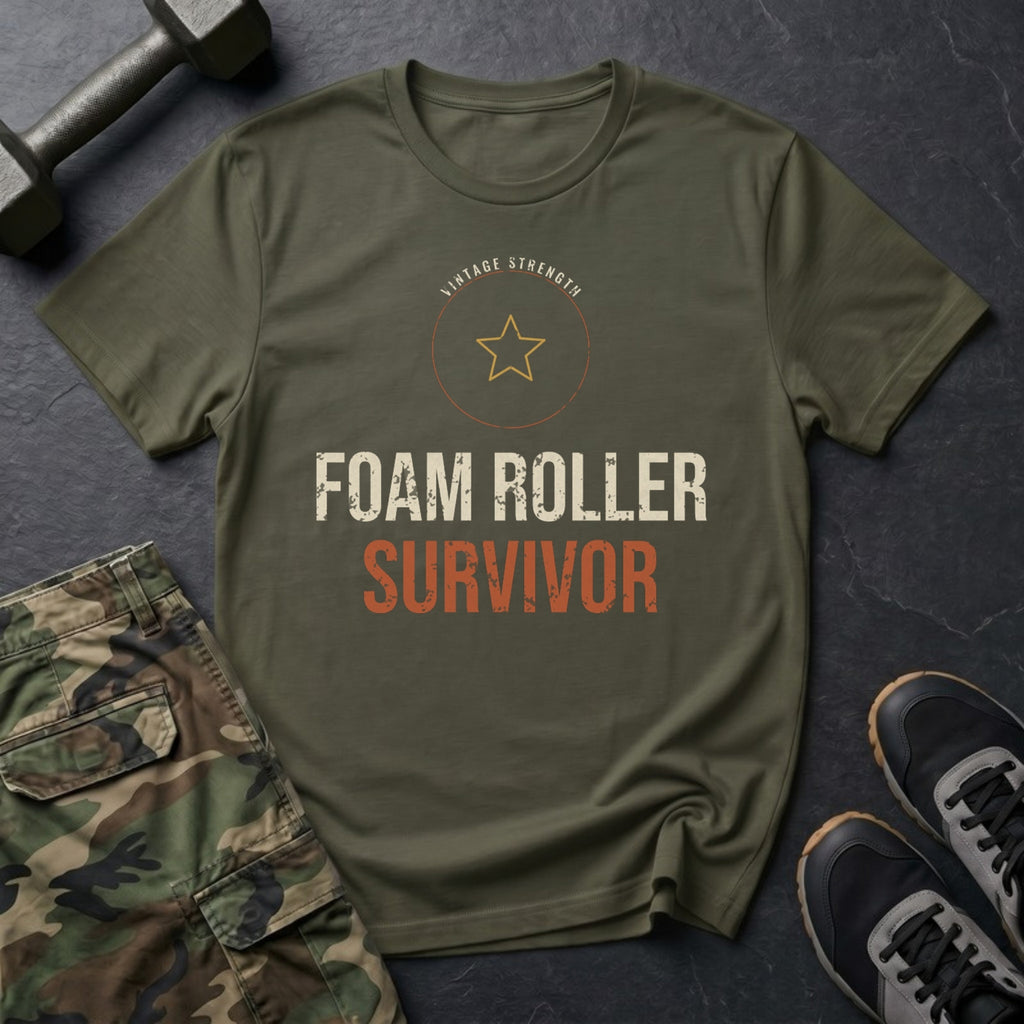 Foam Roller Survivor T-Shirt in Military Green