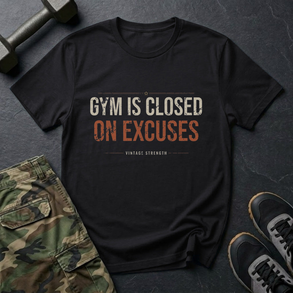 Gym Is Closed on Excuses T-Shirt in Black