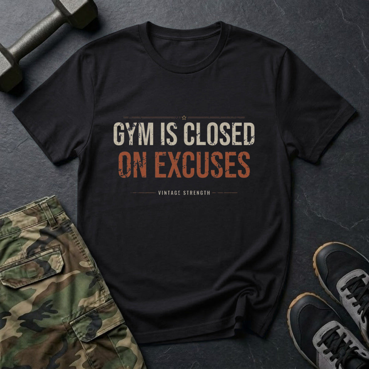 Gym Is Closed on Excuses T-Shirt in Black