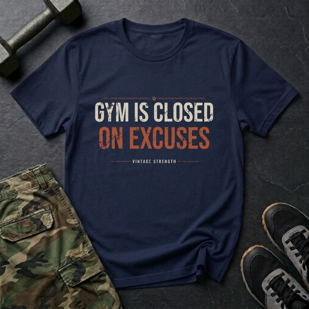 Gym Is Closed on Excuses T-Shirt in Navy