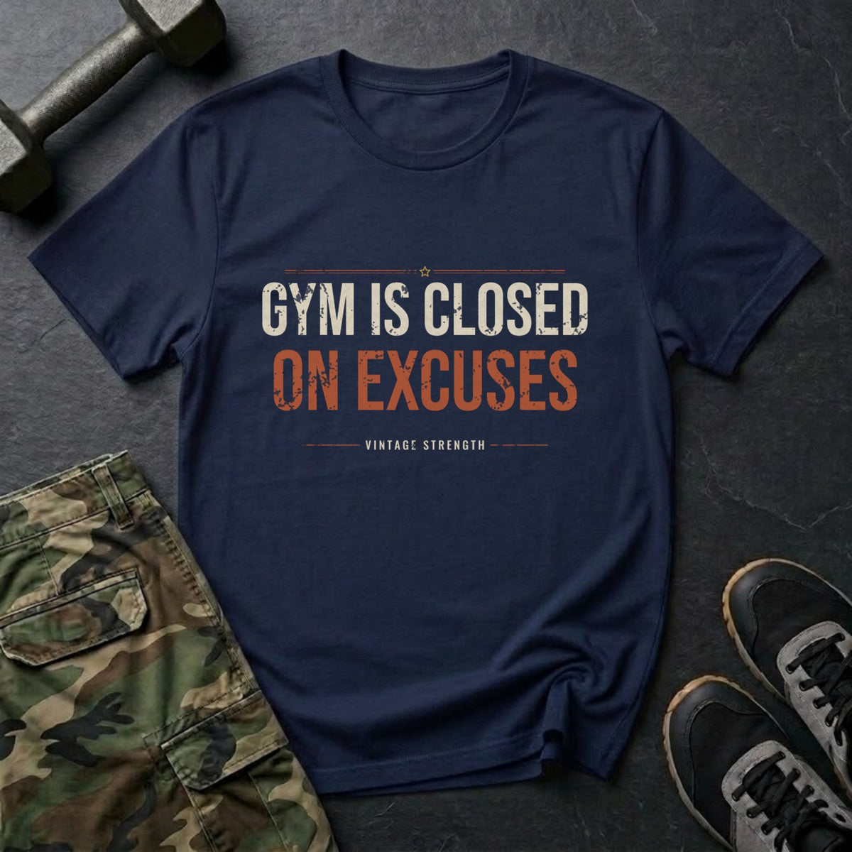Gym Is Closed on Excuses T-Shirt in Navy