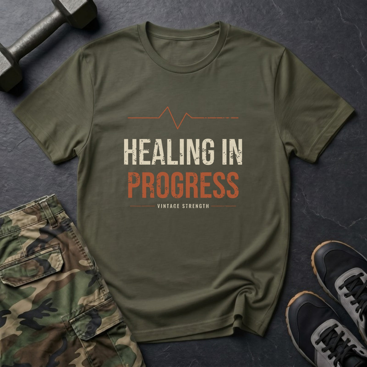 Healing in Progress T-Shirt in Military Green