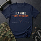 I Earned These Stitches T-Shirt in Navy