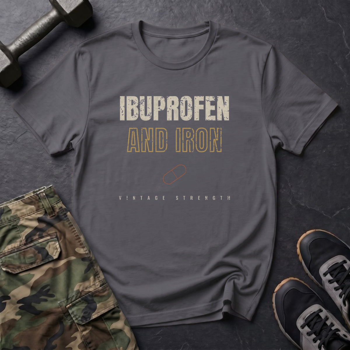Ibuprofen and Iron T-Shirt in Charcoal