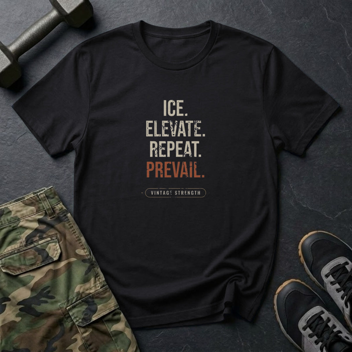 Ice, Elevate, Repeat, Prevail T-Shirt in Black