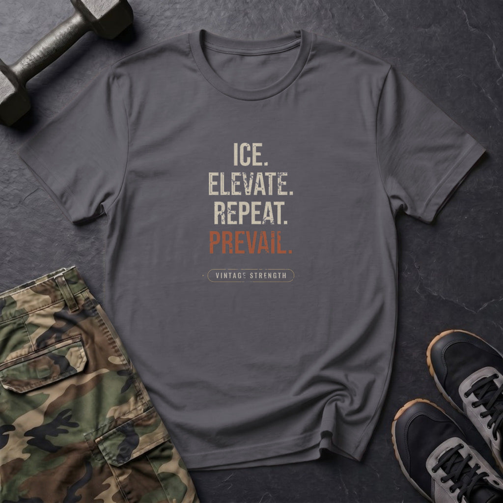 Ice, Elevate, Repeat, Prevail T-Shirt in Charcoal