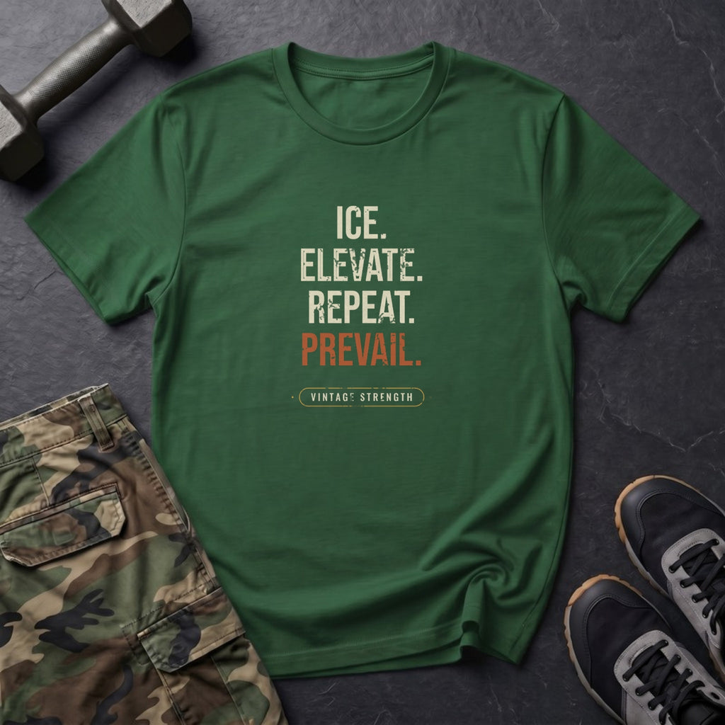 Ice, Elevate, Repeat, Prevail T-Shirt in Forest Green