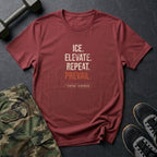 Ice, Elevate, Repeat, Prevail T-Shirt in Heather Cardinal