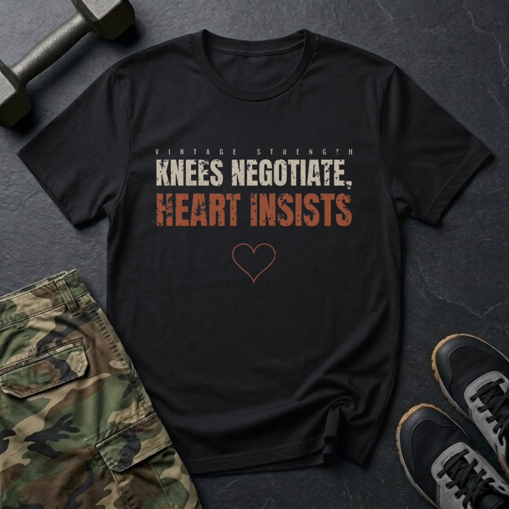 Knees Negotiate, Heart Insists T-Shirt in Black