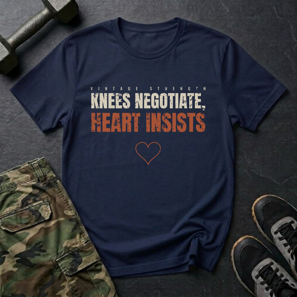 Knees Negotiate, Heart Insists T-Shirt in Navy