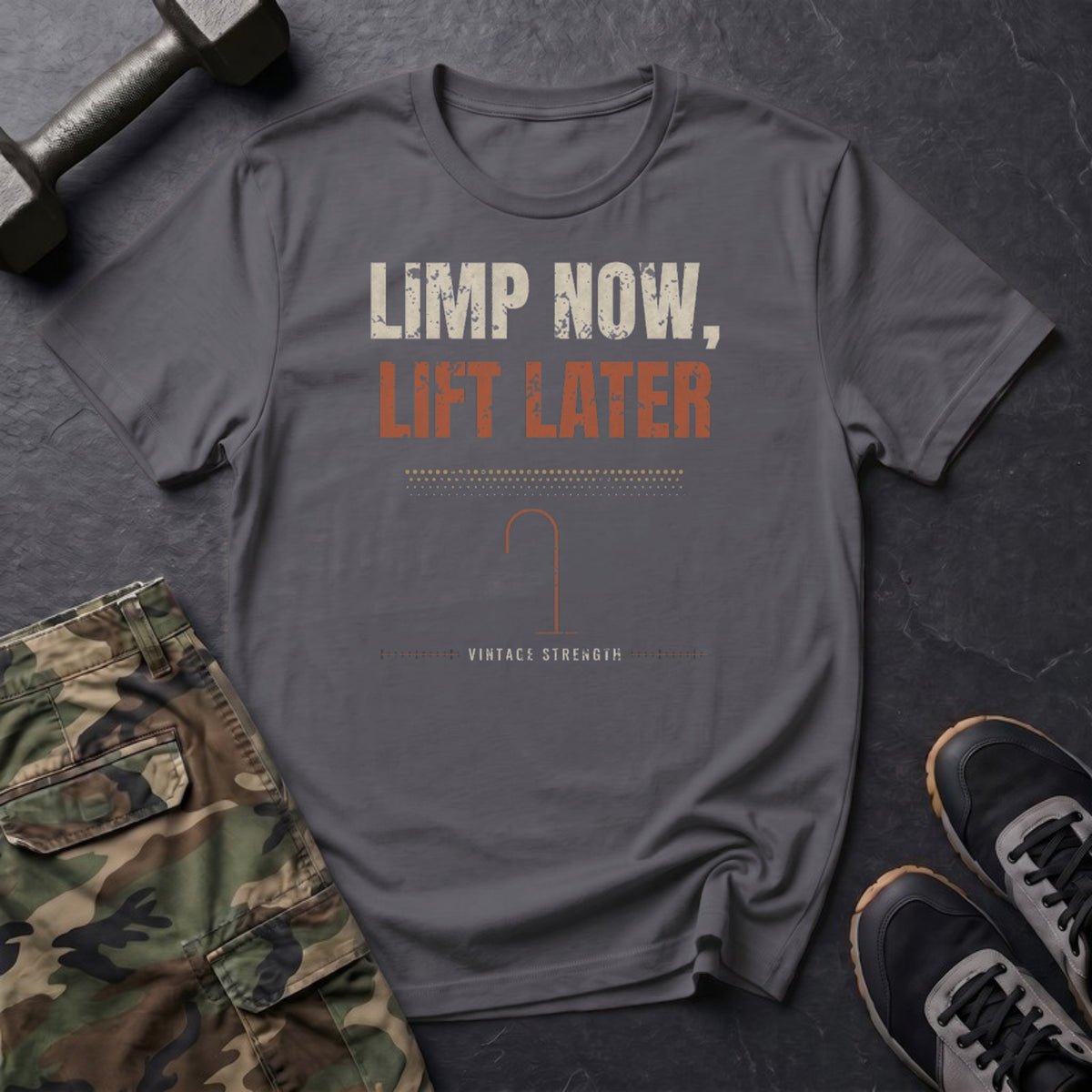 Limp Now, Lift Later T-Shirt in Charcoal