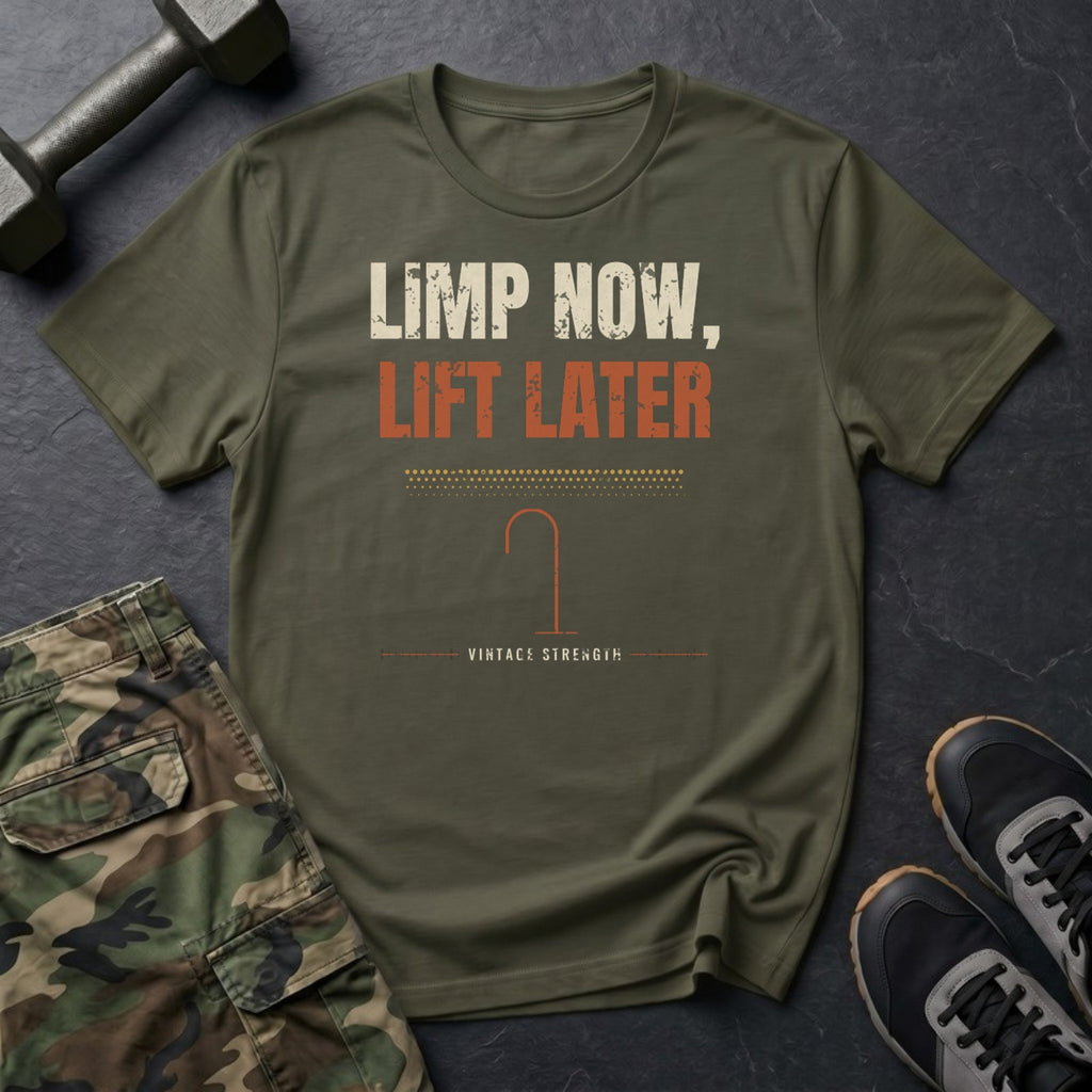 Limp Now, Lift Later T-Shirt in Military Green