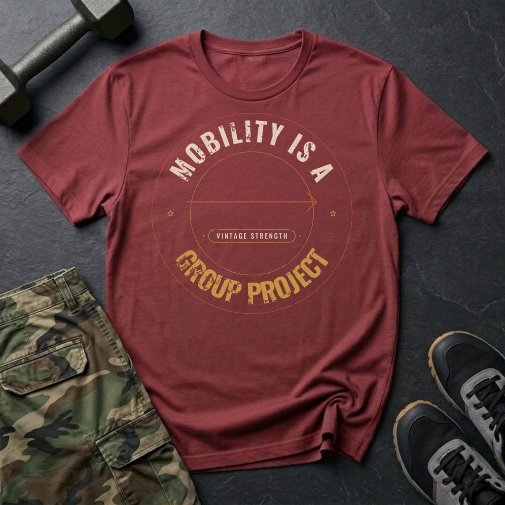 Mobility Is a Group Project T-Shirt in Heather Cardinal