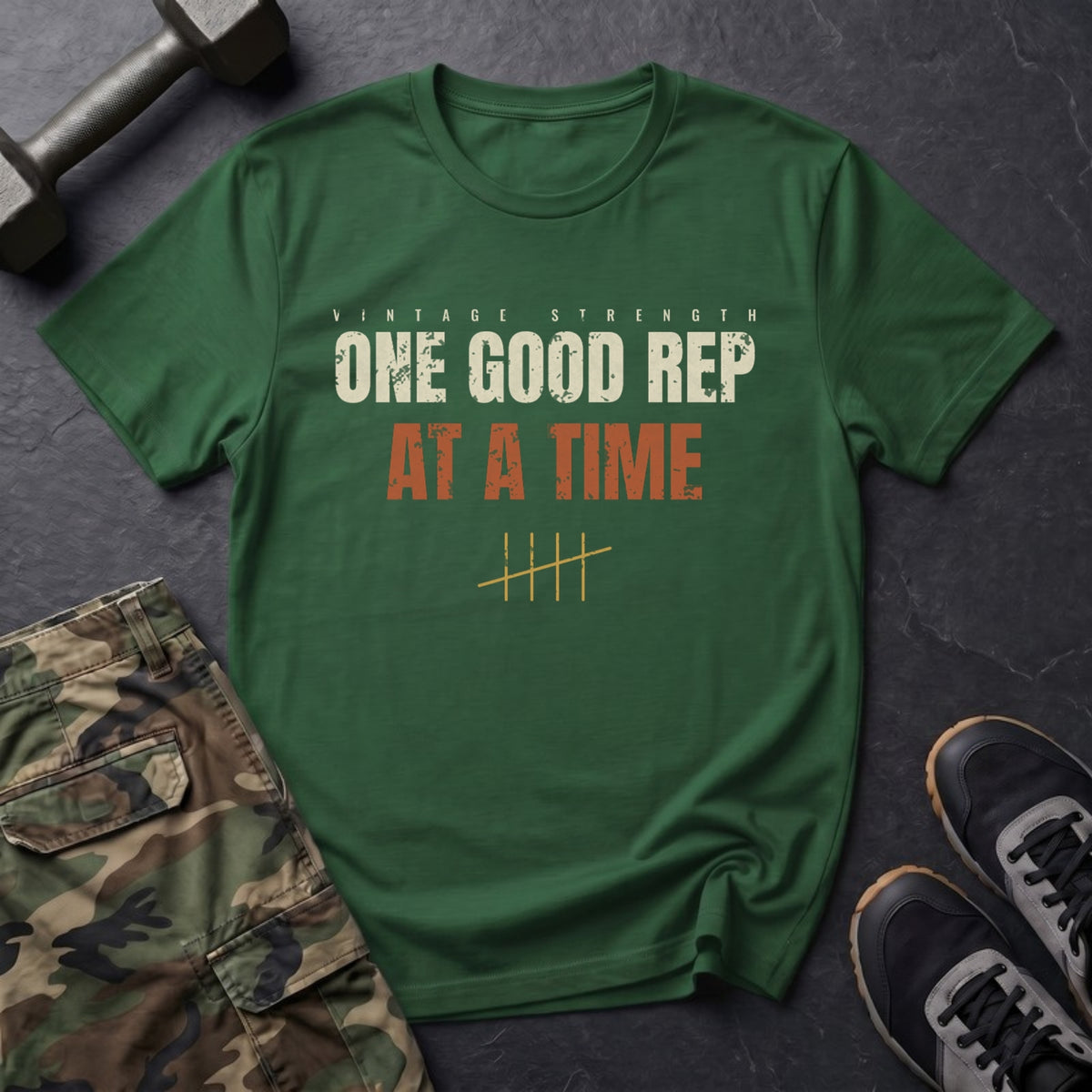 One Good Rep at a Time T-Shirt in Forest Green