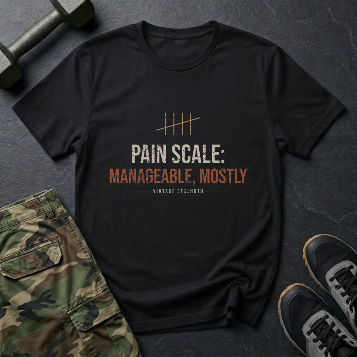 Pain Scale Manageable, Mostly T-Shirt in Black