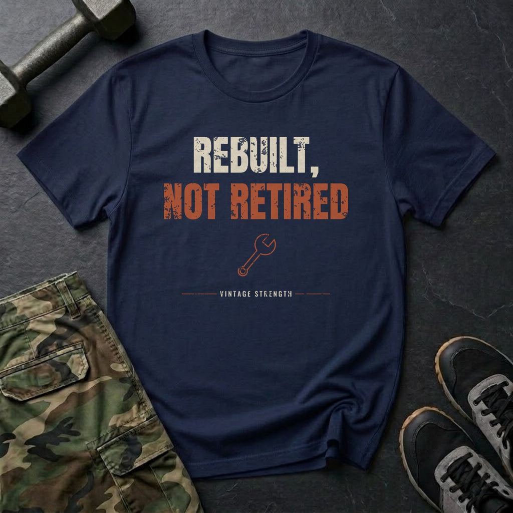 Rebuilt, Not Retired T-Shirt in Navy