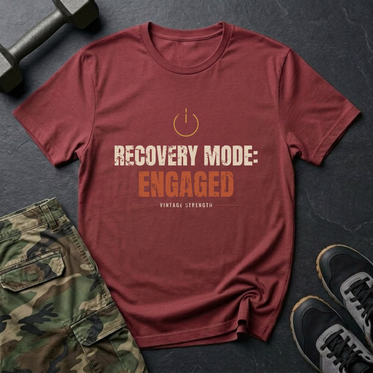 Recovery Mode Engaged T-Shirt in Heather Cardinal