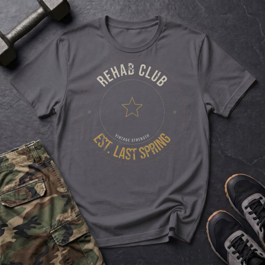 Rehab Club, Est. Last Spring T-Shirt in Charcoal