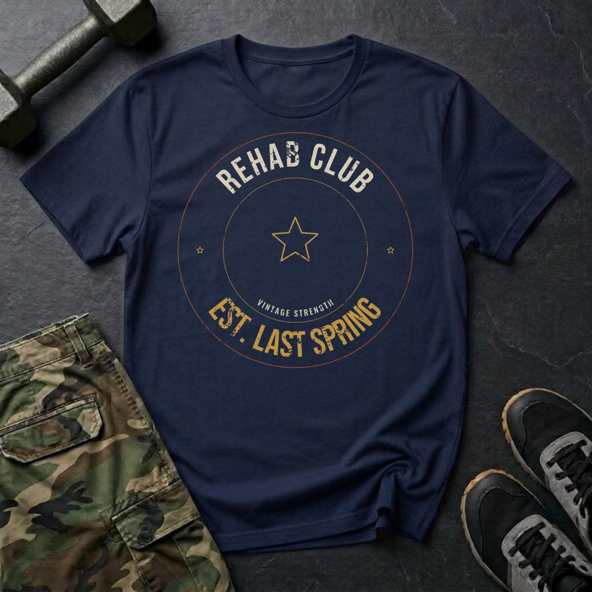 Rehab Club, Est. Last Spring T-Shirt in Navy