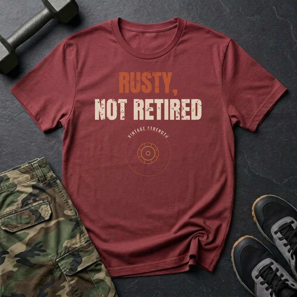 Rusty, Not Retired T-Shirt in Heather Cardinal