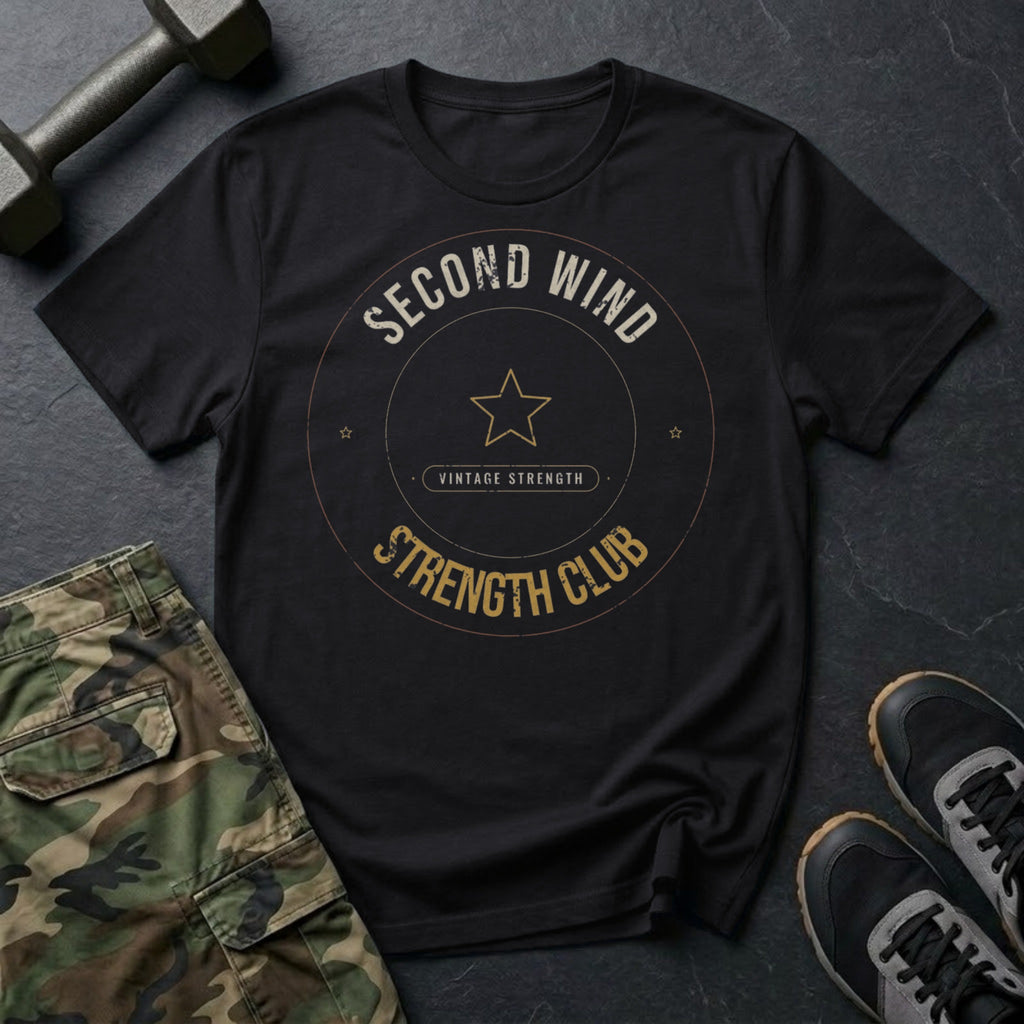 Second Wind Strength Club T-Shirt in Black