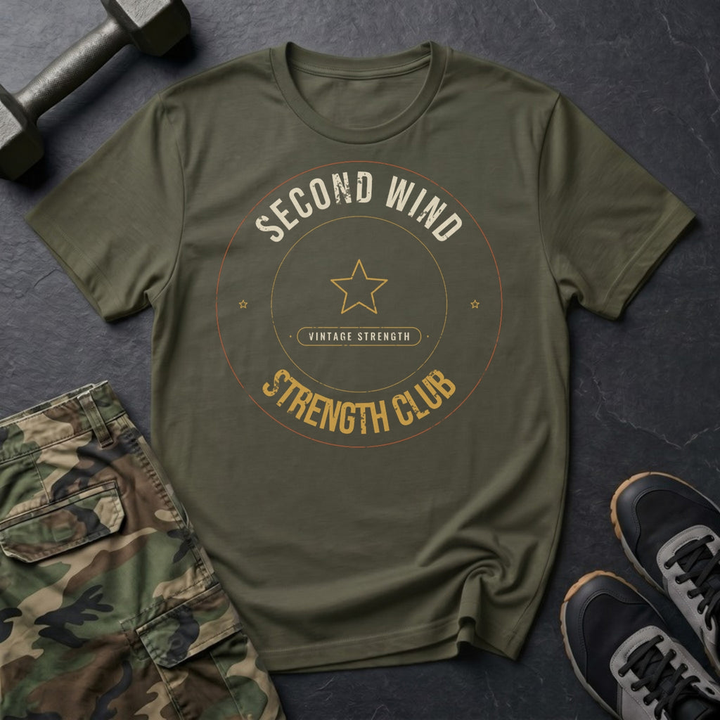 Second Wind Strength Club T-Shirt in Military Green