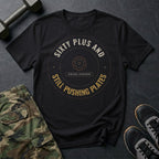 Sixty Plus and Still Pushing Plates T-Shirt in Black