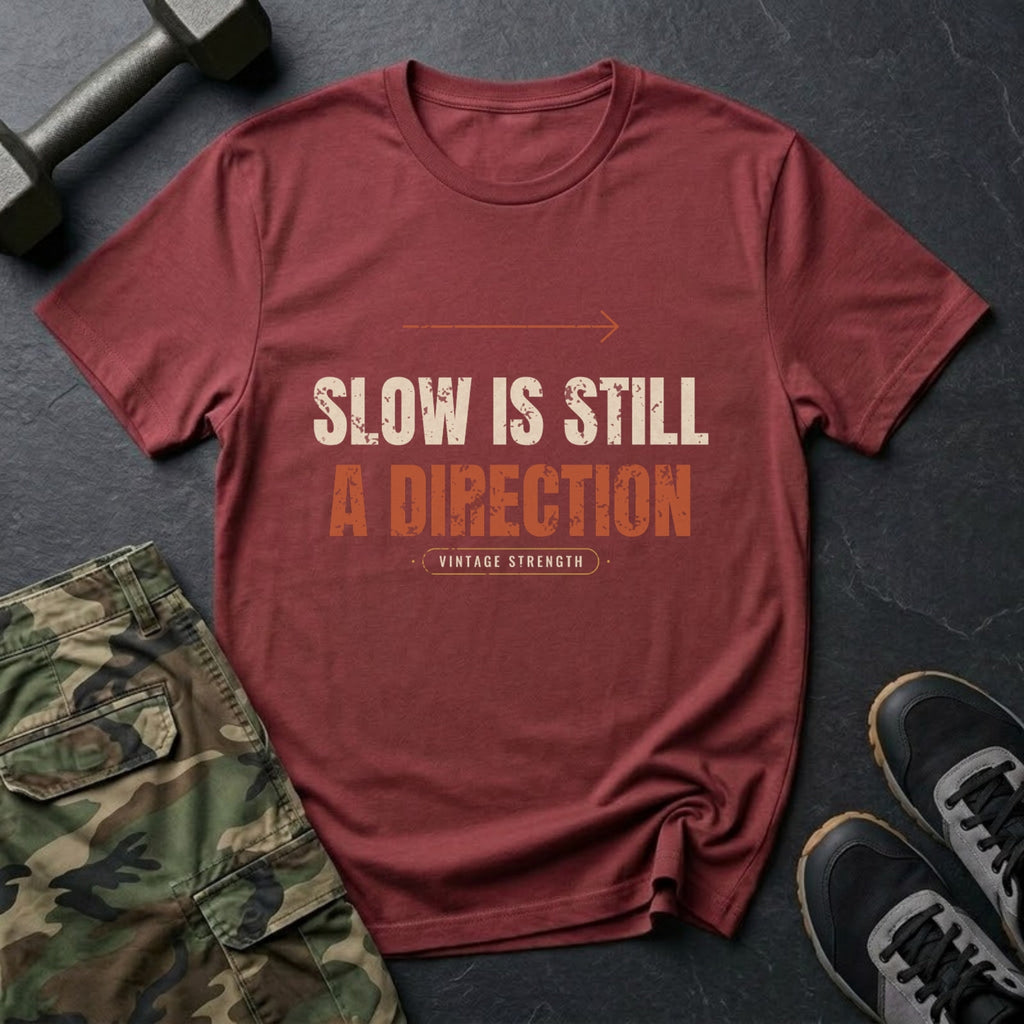 Slow Is Still a Direction T-Shirt in Heather Cardinal