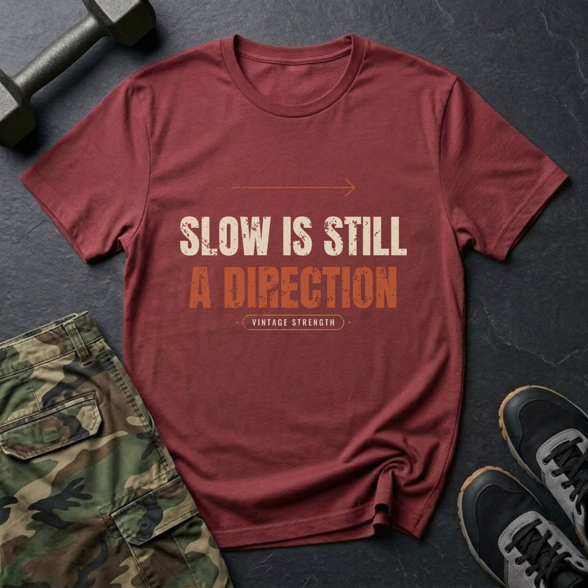 Slow Is Still a Direction T-Shirt in Heather Cardinal