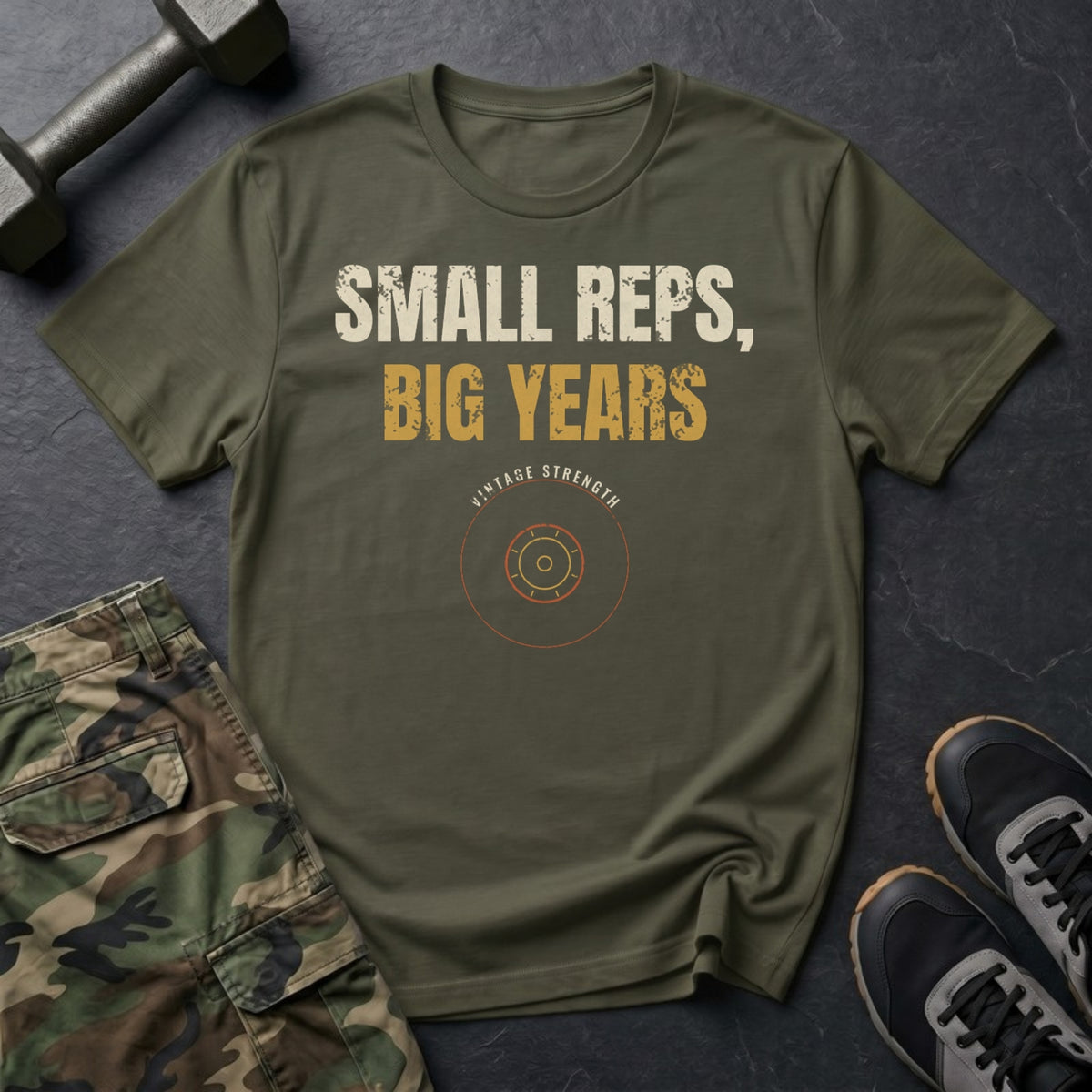 Small Reps, Big Years T-Shirt in Military Green